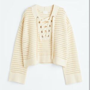 POINTELLE-KNIT JUMPER WITH LACING
